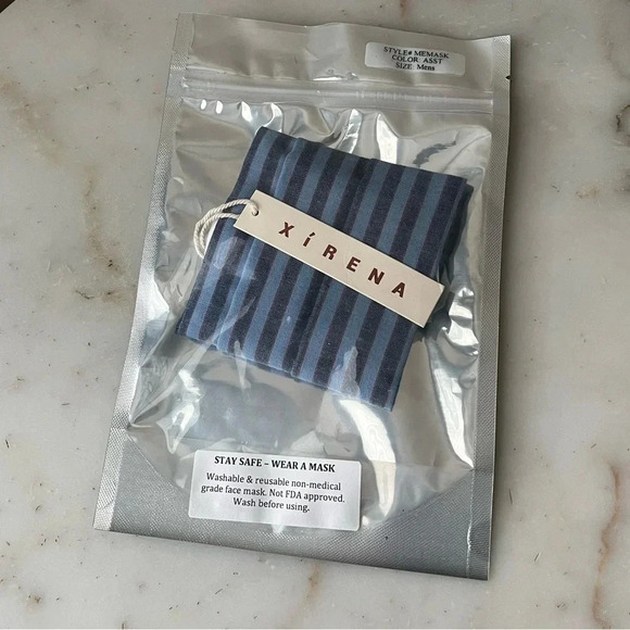 Xirena Men’s Face Mask Cloth Fabric Stripe New NWT - Picture 1 of 3